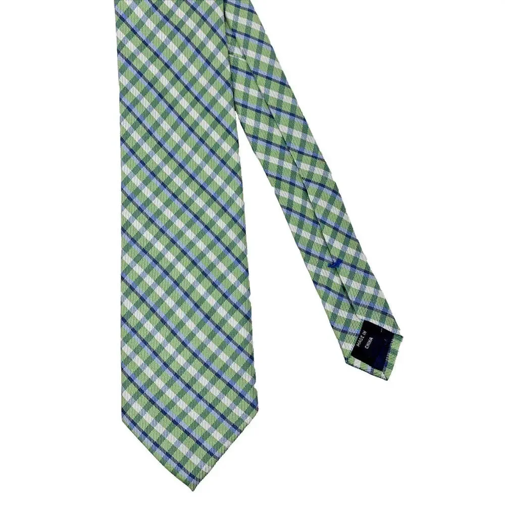 Nautica Silk Plaid Kids Neck Tie Springtime Easter Blue Green Preppy